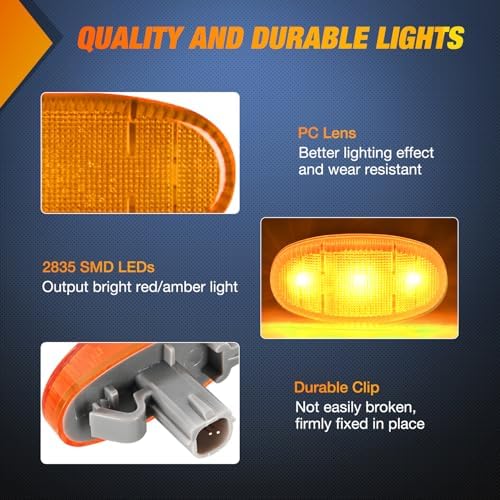 Nilight Wheel Fender Side Marker Lights For 2011-2022 Ford F250 F350 F450