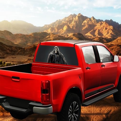 Retro Grim Reaper Truck Rear Window Graphic Decals, Horror Dark Gothic Skeleton Pickup Car Window Stickers Truck Back Window Film Decal for Trucks SUV 66 x 22 inch
