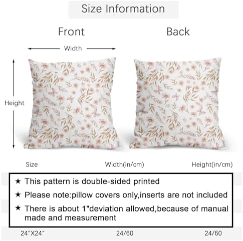 Spring Pink Floral Pillow Covers 18x18 Set of 2 Flower Leaf Throw Pillow Covers Pillowcase Linen Decoration Farmhouse Soft Decorative Butterfly Vintage Cushion Case Couch for Indoor Outdoor Home Decor - Image 4