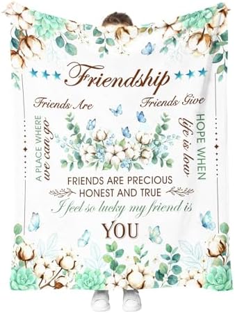 Friendship Gifts for Women Bestie Soul Sister, Best Friend Forever BFF Present for Wedding Birthday, Throw Blanket for Couch Bed Sofa 50"x60" by Hohoto