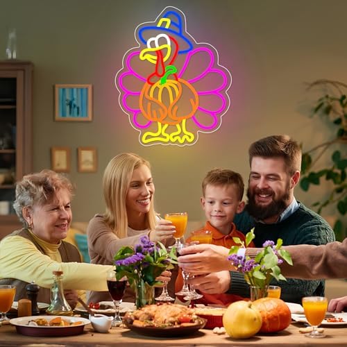 Turkey Neon Sign Thanksgiving Neon Sign Dimmable Pumpkin Neon Light for Wall Decor Happy Thanksgiving Neon Light for Wall Art Window Home Party Holiday Gift - Image 7
