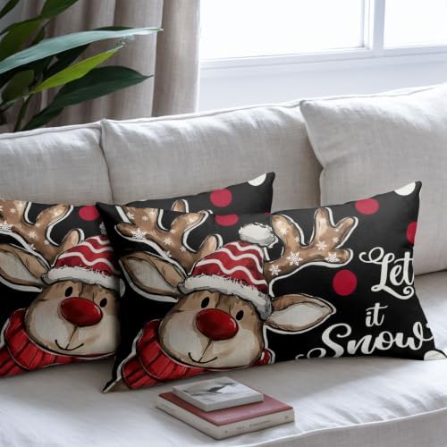 Merry Christmas Reindeer Pillow Covers 12x20 Set of 2 Highly Absorbent - Image 7