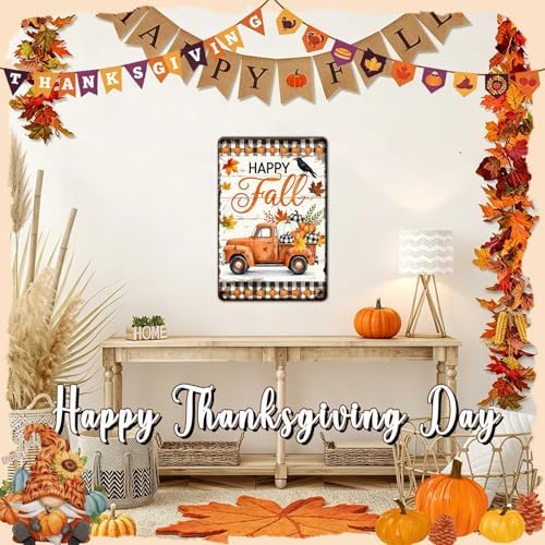 Fall Sign Thanksgiving Day Pumpkin Vintage Tin Sign Happy Fall 8x12Inch - Image 5