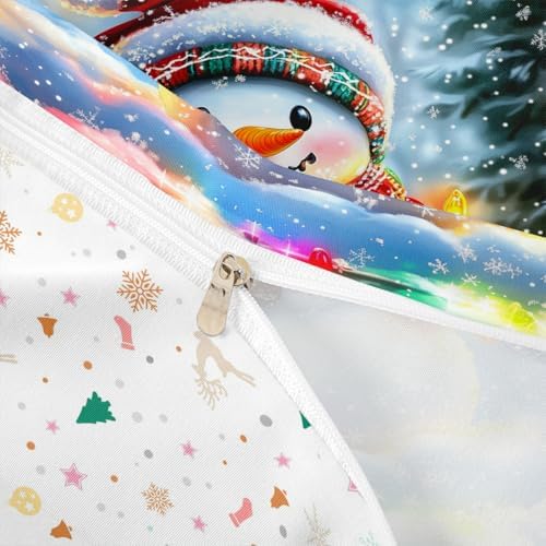 Manfei Lovely Snowman Kids Duvet Cover Set Full Size,Xmas Colorful Lanterns Snowflake Girls Boys Bedding Set,Winter Merry Christmas Room Decor,Rainbow Quilt Cover,2 Pillowcases(No Comforter) - Image 6