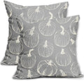 Grey Gray Fall Pumpkin Pillow Covers 22x22 Set of 2 Autumn Themed Thanksgiving Cream Print Decorative Throw Pillows Outdoor PillowCase Farmhouse Linen Cushion Case Decor for Home Sofa Couch Bed by Aytipun