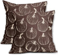 Fall Pumpkin Pillow Covers 22x22 Set of 2 Dark Brown Autumn Thanksgiving Harvest Print Decorative Throw Pillows Seasonal Themed Outdoor Pillowcase Farmhouse Cushion Case Decor for Home Sofa Couch Bed by Aytipun