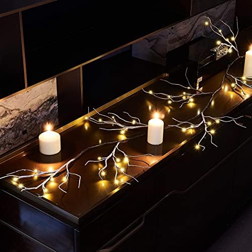 Fudios Christmas Garland Lights Snow Flocked 6FT 48 LED Battery Operated for Winter Decor, Lighted Snowy Garland Vine Home Holiday Party Mantle Indoor Outdoor Use - Image 5