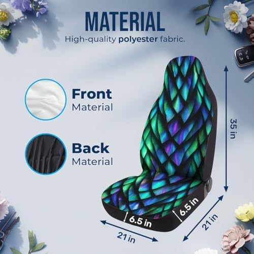 GENANY Holographic Dragon Scale Car Seat Covers, 2-Piece Front Seat Set