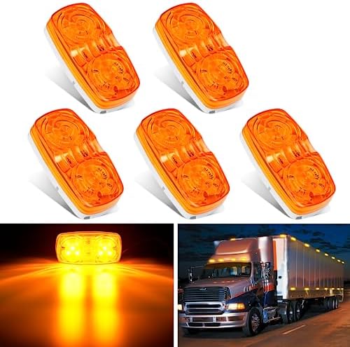Nilight Double Bullseye Marker Light 5PCS Amber 10LED Rectangular