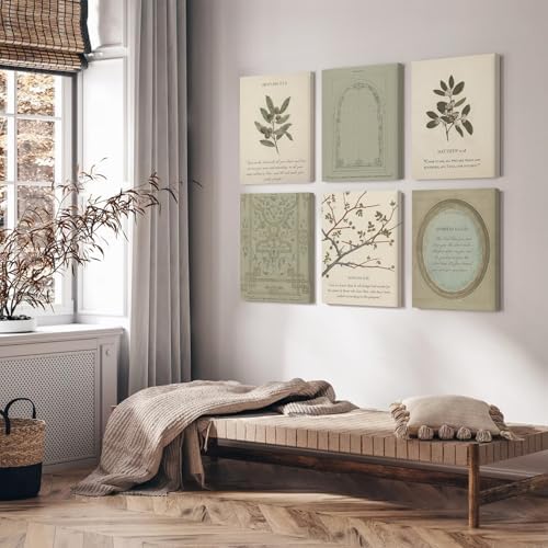 Sage Green Christian Wall Art Posters Vintage Bible Verse Canvas Wall Decor Scripture Botanical Art Prints Religious Pictures Christian Paintings Artwork Living Room Bedroom 12x16x6 Inch Ready to Hang - Image 6