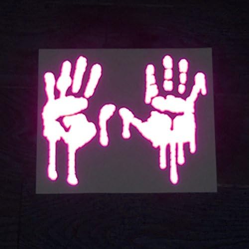 customTAYLOR33 High Intensity Grade Reflective Bloody/Dripping Hands Decals for Helmets, Windscreens, Rear Windows, Bumper Stickers (7 inches Height, Hot Pink)