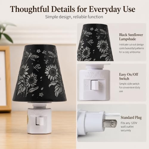 Sunflower Dragonfly Plug-In Night Light 2700K Warm White, LED On/Off Switch - Image 5