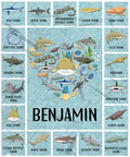 Shark Custom Name Blanket Gifts for Girls Boys Women - Super Soft Cozy Warm Throw Sheet for Couch Bed Sofa Office Decor All Season 40"x50" for Kids by Nairatmya