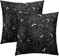 Halloween Spider Web Throw Pillow Covers 24X24 Inches Set of 2 White Bat Pillowcase Soft Cotton Square Cushion Covers for Home Sofa Bedroom Decoration by Sweetshow