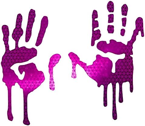 customTAYLOR33 High Intensity Grade Reflective Bloody/Dripping Hands Decals for Helmets, Windscreens, Rear Windows, Bumper Stickers (7 inches Height, Purple)