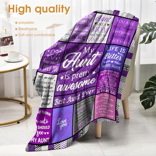 Gift for Aunt, Auntie Gifts from Niece and Nephew, Throw Blanket for Birthday Mother's Day Christmas, Cozy Blanket for Couch Sofa Bed 50"x60" - Image 4