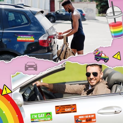 12 Pcs Funny Gay Car Magnets Bumper Prank Rainbow, Stylish