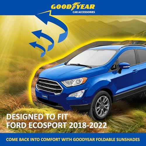 Goodyear Foldable Windshield Sunshade for Ford EcoSport 2018-2022, SUV car Accessories, Sunshade Cover, Sun Shade Car Windshield, Window Sun Blocker - GY008272