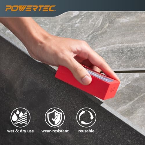 POWERTEC Diamond Hand Polishing Pads 100 Grits 2Pack, Diamond Sanding Block for Polishing and Grinding Porcelain, Ceramic Tile, Glass, Granite, Stone, Wood & Metal (71905-P2) - Image 4