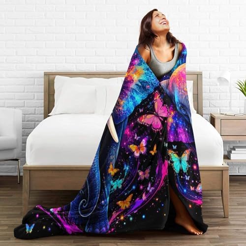 Colorful Elephant Blanket for Women, Gifts for Girls, Galaxy Blankets for Kids, Soft Cozy Lightweight Throw for Bed Sofa Home Travel Room Decor, 50x60 Inch - Image 6