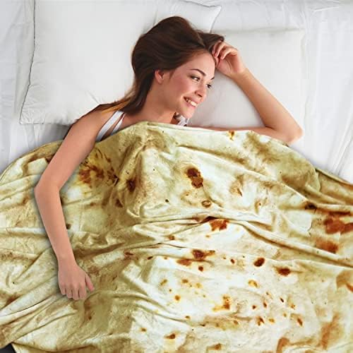 moonysweet Tortilla Blanket for Adult and Kids Double Sided Novelty Food Blanket Adult Size Funny Realistic Throw Blanket Fuzzy Fleece Blanket Flannel Teenage Boys Girls 80 inches - Image 3