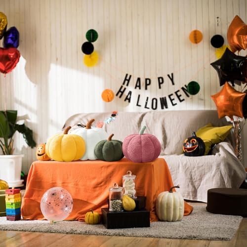 Dusty Blue Pumpkin Pillow for Bed Halloween Farmhouse Household Soft Pumpkin Throw Decoration Pillows Sofa Lumbar Cushion for Home Bedroom Living Room,11.02" - Image 2