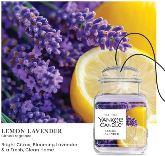 Yankee Candle Car Jar Ultimate Air Freshener, Hanging Car Freshener, Long Lasting Car Fragrance (Lemon Lavendar)