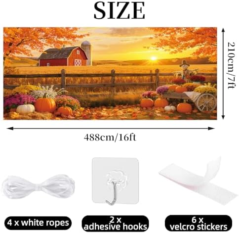 Fall Thanksgiving Garage Door Cover 7x16ft Large Hanging Backdrop Decorations Autumn Farm Harvest Friendsgiving Party Double Garage Door Banner Fabric Photo Background Outdoor - Image 4