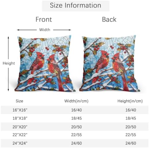 Winter Red Cardinal Bird Pillow Covers 22x22 Set of 2 Highly Absorbent - Image 4
