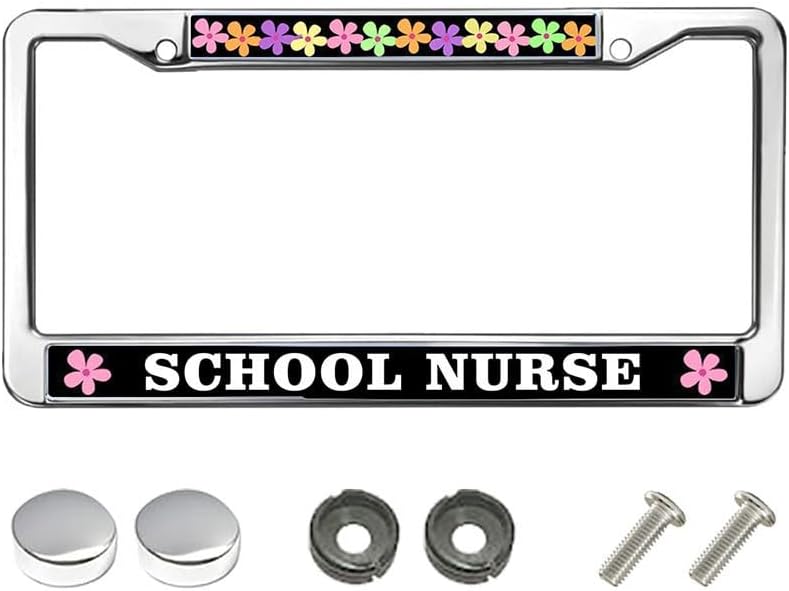 School Nurse Stainless Steel Car Licence Plate Covers Nurse Gifts License Plate Frame for Nurse Mom