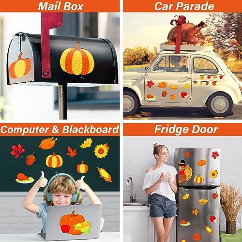25pcs Fall Thanksgiving Car Reflective Magnets, Turkey Car Decorations Waterproof Decal Fridge Refrigerator Automotive Garage Door Magnetic Sticker for Cars Metal Surface - Image 6