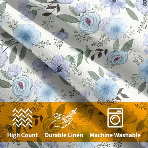 Light Blue Pillow Covers 20x20 Set of 2 Spring Floral Throw Pillow Covers Vintage Pillowcase Linen Decoration Farmhouse Soft Decorative Purple Green Cushion Case Couch for Indoor Outdoor Home Decor - Image 6