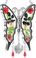 KY&BOSAM Butterfly Suncatchers for Mom,Glass Pressed Flowers,I Love You Mom by KYBOSAM