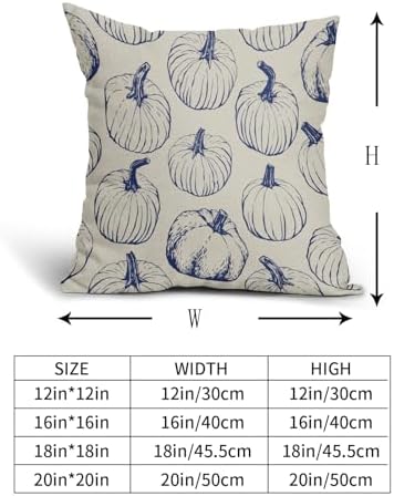 Navy Blue Pumpkin Fall Pillow Covers 18x18 Set of 2 Autumn Themed Thanksgiving Harvest Print Decorative Throw Pillows Outdoor Farmhouse Pillowcases Cushion Case Seasonal Decor for Couch Sofa Bed - Image 5