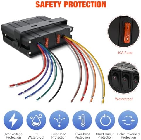 Nilight - 6 Gang Rocker Switch Box SPST Toggle Switch Panel 12V 24V 20A Switch Panel 60Amp Max for Automotive Cars Vehicles Boats RVs Campers SUVs