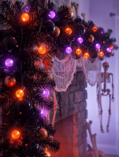 Orange Purple Halloween String Light, 26FT 50LED Globe Lights Plug in - Image 5