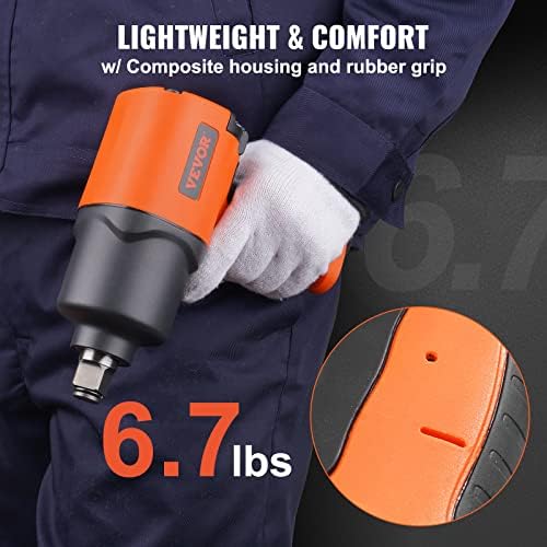 VEVOR Air Impact Wrench, 3/4-Inch Drive Air Impact Gun, Up to 1870ft-lbs Nut-busting Torque, Composite Pneumatic Impact Wrench for Auto Repairs and Maintenance Heavy Duty - Image 3