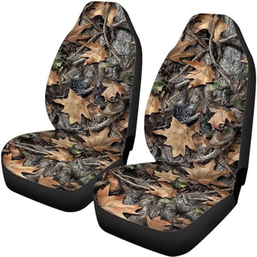 Abstract Forest Camo Print Car Seat Covers 4Pcs Front & Rear Breathable Seat Covers Universal Fits for Truck, Sedan, SUV Auto Interior Protector Car Accessories