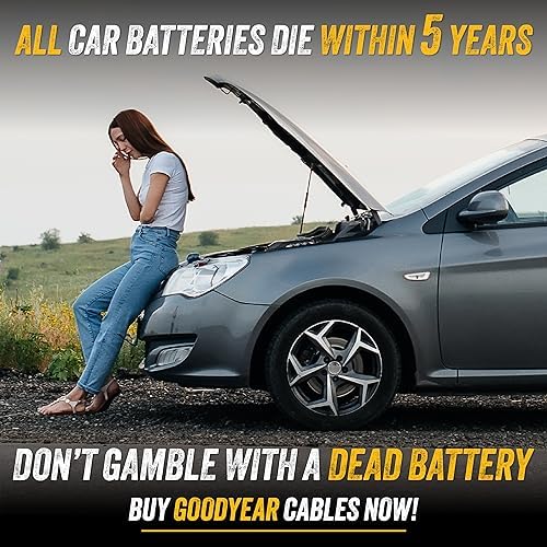 GOODYEAR Heavy Duty Jumper Cables for Car Battery - 4 Gauge Thick Wire, Extra Long 16 ft Booster Cables with Carrying Case for Cars, Trucks, SUVs, Emergency Roadside Kit Car Accessories