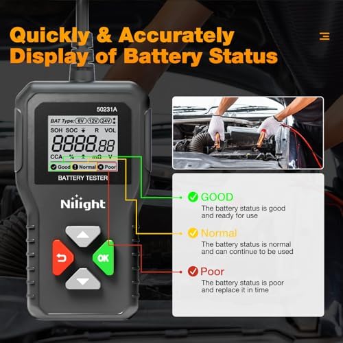 Nilight Car Battery Tester 6V/12V/24V Accurate Digital Auto Analyzer - Image 4