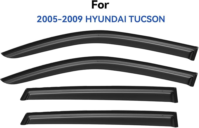 Window Visors Rain Guards for 2005-2009 Hyundai Tucson, Out-Channel Window Vent - Image 2