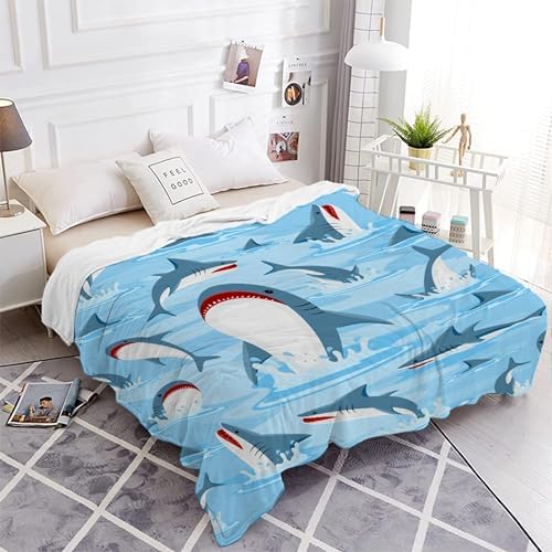 Cute Sharks Blanket Gifts for Girls Boys Women - Super Soft Cozy Warm Throw Sheet for Couch Bed Sofa Office Decor All Season 50"x60" for Teens - Image 4