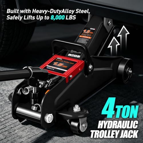 DNA Motoring 1.5 Ton Car Floor Jack Low Profile Hydraulic Trolley Service/Floor Jack, 1.5T / 3000 lbs Capacity, Lifting Range 5.3 Inch -12 Inch, with Storage Case, Black, TOOLS-00327-BK - Image 2