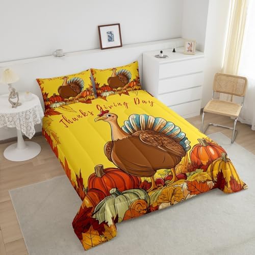 Fall Pumpkin Comforter Set Kids Boys Girls Thanksgiving Turkey Full - Image 5