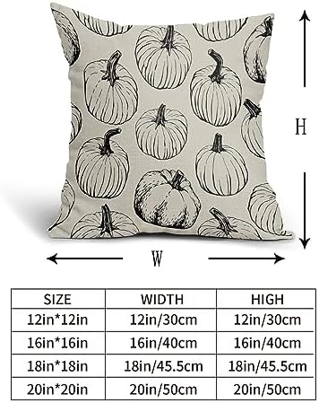 Fall Pillow Covers 18x18 Set of 2 Balck Pumpkin Autumn Themed Thanksgiving Harvest Print Decorative Throw Pillows Outdoor Pillowcase Farmhouse Linen Cushion Case Decor for Sofa Couch Bed - Image 5