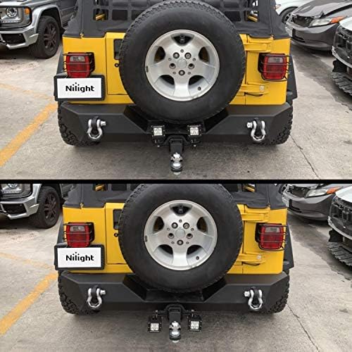 Nilight 2Pcs 3 Inch Led Pods Cubes 2 Inch Tow Hitch Mounting Brackets LED Backup Reverse Lights Rear Search Light Bar Wiring Harness Kit -2 Leads for SUV Truck Trailer