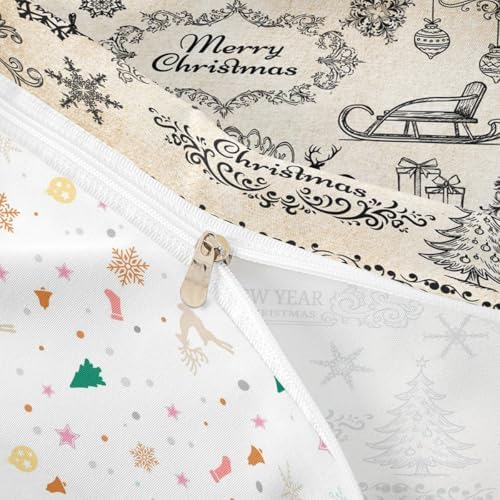Merry Christmas Kids Duvet Cover Set Twin Size,Deer Snowflake Rustic Farmhouse Bedding Set,Girls Boys Adults Room Decor,Christmas Trees Flowers Comforter Cover,Brown Retro Quilt Cover,1 Pillowcase - Image 6