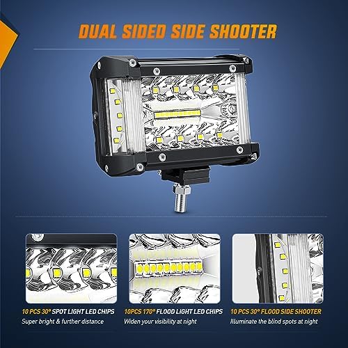 Nilight Side Shooter LED Lights 2PCS 4.3 Inch with Wiring Kit for Truck SUV