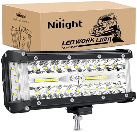 Nilight 7 Inch Side Shooter Light Bar Spot Flood Combo Triple Row
