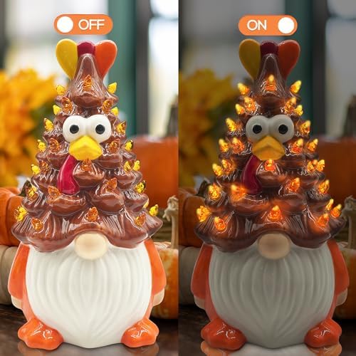 Hexagram Thanksgiving Decorations, Thanksgiving Gnomes Ceramic Tree Decor - Image 3